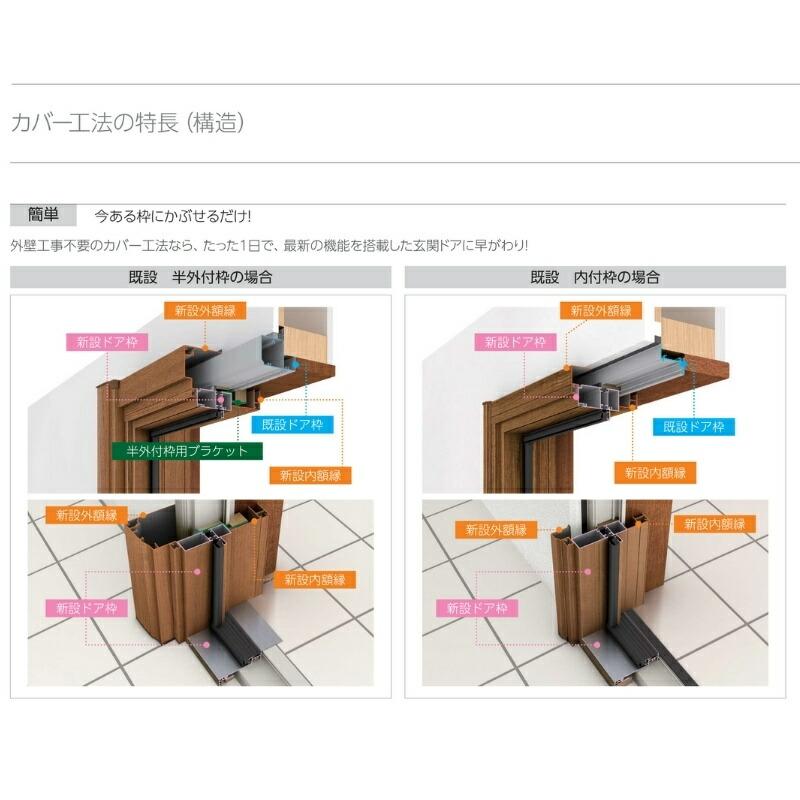 ドアリモ 【通常配送不可】 リフォーム 玄関ドア YKKap D30 断熱ドア D4仕様 シンプル F04 親子（子 K11N）ランマ付 ...