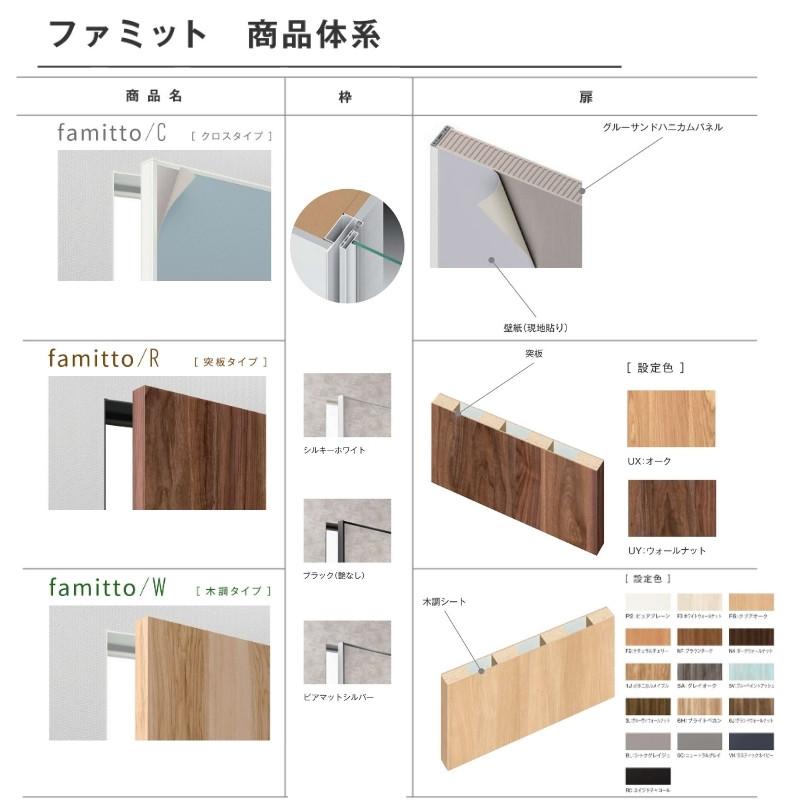 YKKap　室内引戸　ファミット　スリム枠　W2400×H2045mm　A90　引違い戸(3枚建)　突板　リフォーム　室内　R　24020　建具　YKK　DIY　ラウンドレール　famitto