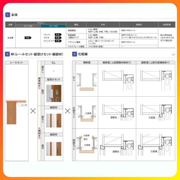 オーダーサイズ　リクシル　アウトセット引き戸　片引戸　トステム　交換　リフォーム　室内ドア　LAA　扉　ラシッサS　DIY　DW540〜990×DH1700〜2368mm