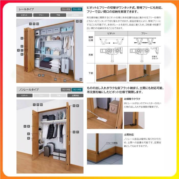ラシッサ クローゼット扉 ドア 2枚 折れ戸 ラシッサD ヴィン