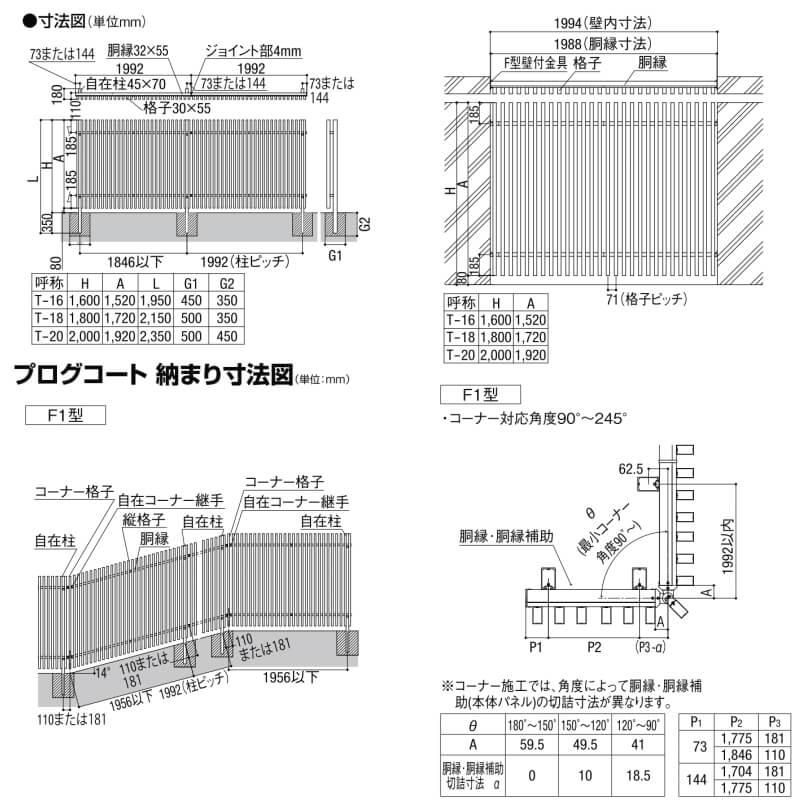フェンス LIXIL プログコートフェンスF1型 T-16 本体 994×1600mm 本体(クリエモカ・クリエダーク・チェリーウッド) 胴縁・柱(ブラック)の画像