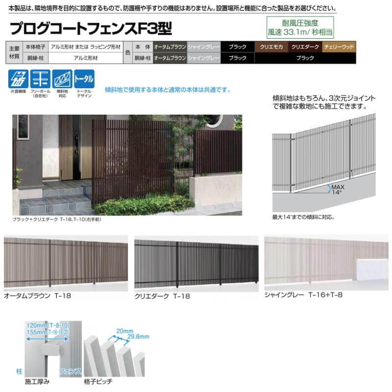 LIXIL（リクシル） フェンス プログコートフェンスF3型 T-8 本体 994 