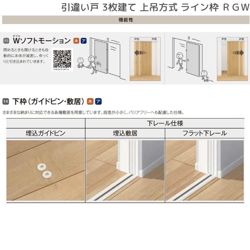 ラフィス3点セット ラフィス 室内引戸 引違い戸3枚建 上吊方式 ライン枠 RGX