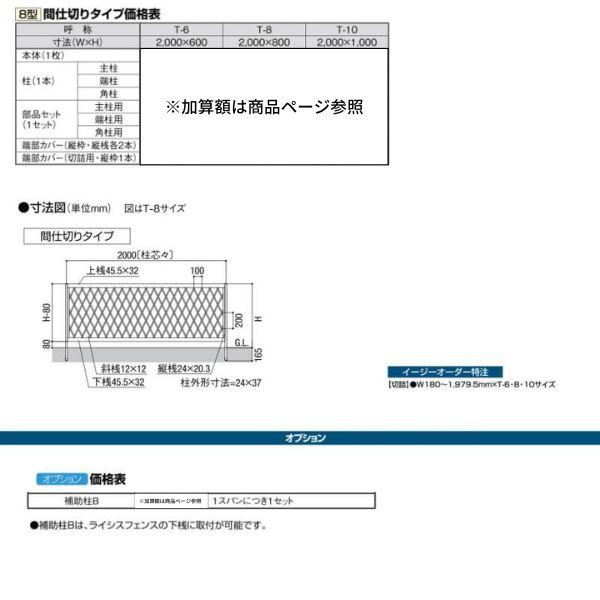 フェンス LIXIL ライシスフェンス 8型 間仕切りタイプ T-6 本体 2000×600mm_3