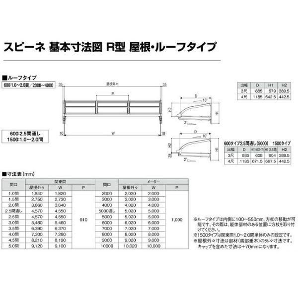 テラス屋根 柱なしタイプ スピーネ リクシル 間口5000×出幅885mm ルーフタイプ 屋根R型 耐積雪対応強度20cm リフォーム DIY_7