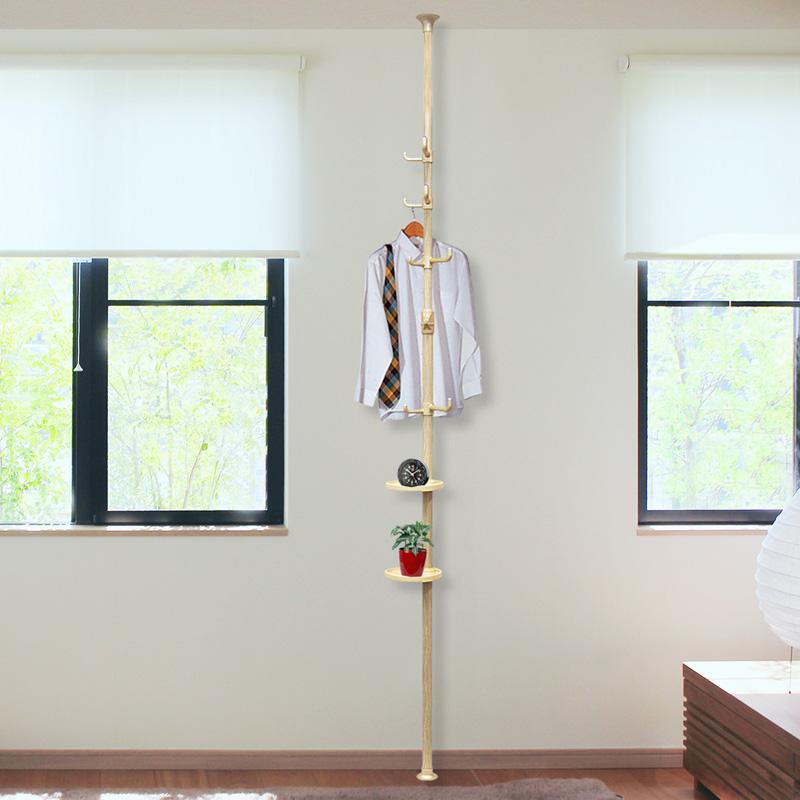 簡単】ワンタッチ式突っ張りポールハンガー トレイ2枚付 総耐荷重24kg