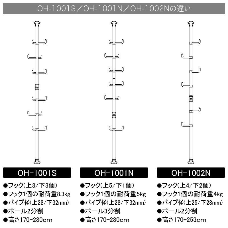 ドリームハンガー ワンタッチ式突っ張りポールハンガー OH-1001N 総耐荷重30kg 高さ140-280cm 360度ダブルフック6個｜dreamplaza｜12