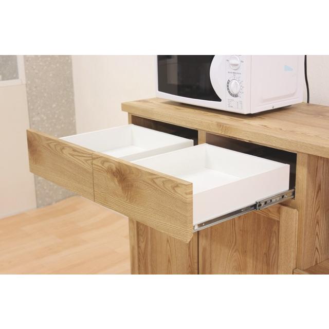 キッチンカウンター 食器棚 ロータイプ 完成品 幅120cm 国産 木製 北欧風 引き出し付き_2