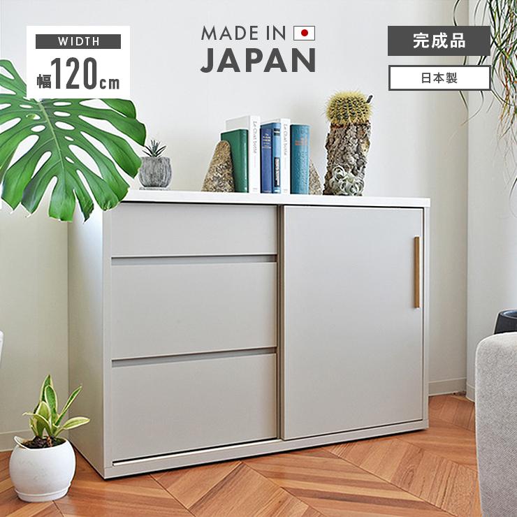 キッチンカウンター 食器棚 レンジ台 完成品 幅120cm 収納 木製 ロー