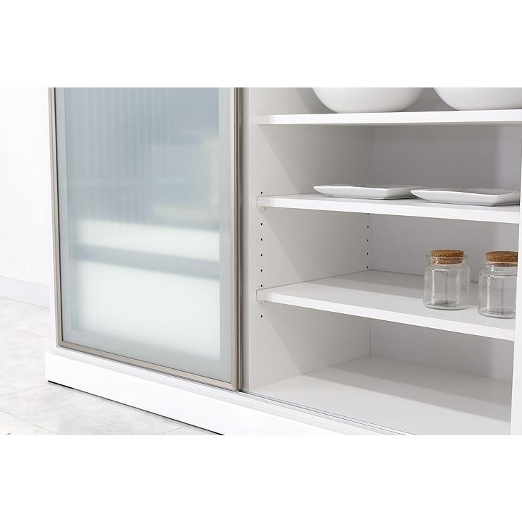 キッチンカウンター 食器棚 ロータイプ 完成品 引き戸 幅120cm 収納