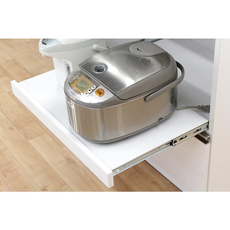 食器棚 レンジ台 キッチンボード 完成品 幅70cm 木製 収納 モダン 引き出し付き ホワイト 白の画像