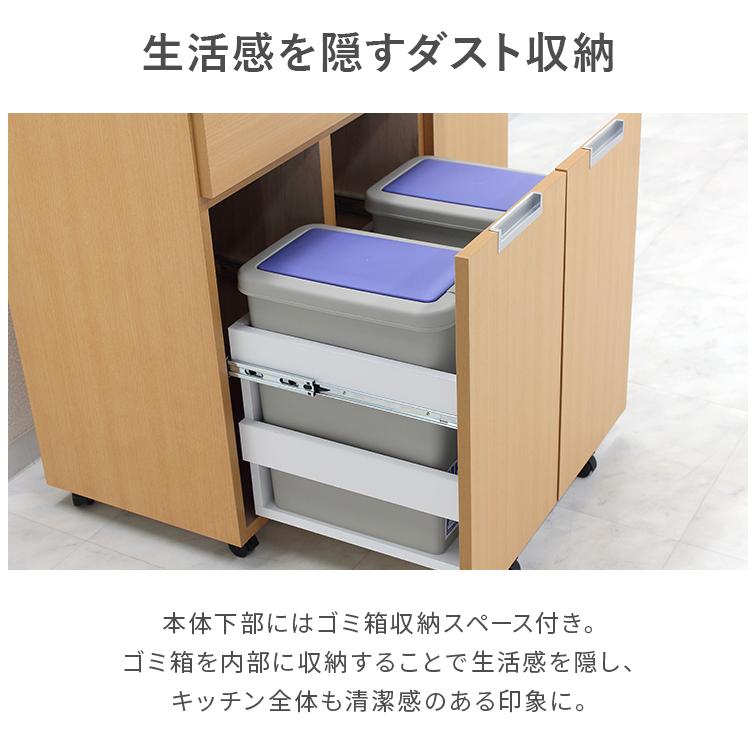 キッチンカウンター ダストボックス 完成品 約幅100cm 収納 ゴミ箱付き