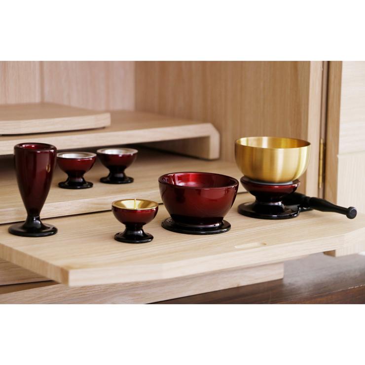 六具足 小 ミニサイズ 香炉灰付き 仏具セット : 大川家具ドリーム