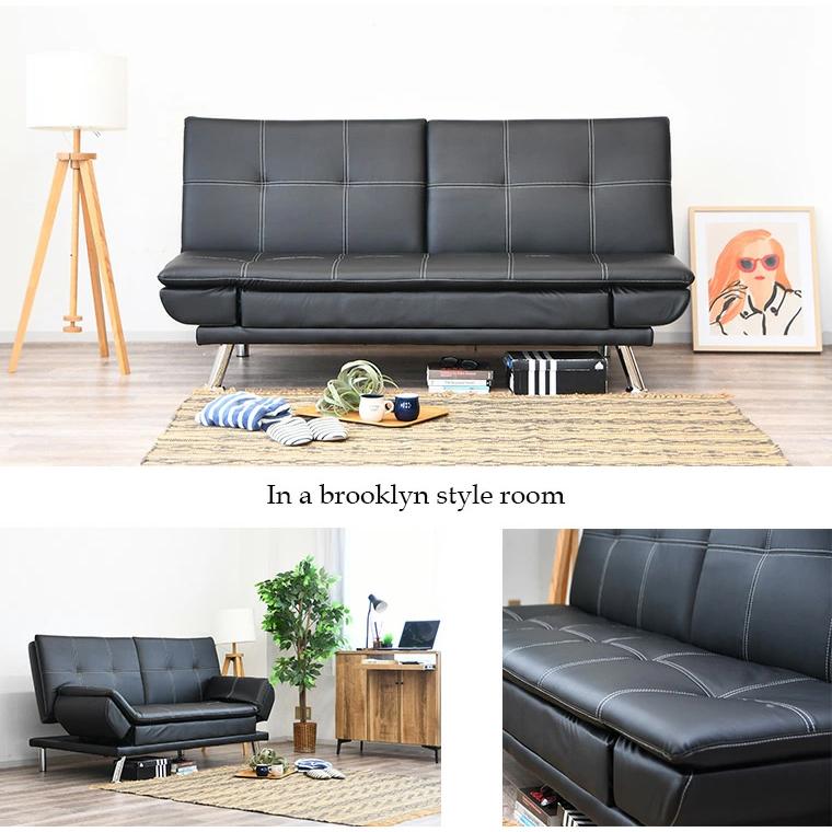 ソファーベッド ソファーベット 3人掛け 肘付き 脚付き 合皮 モダン