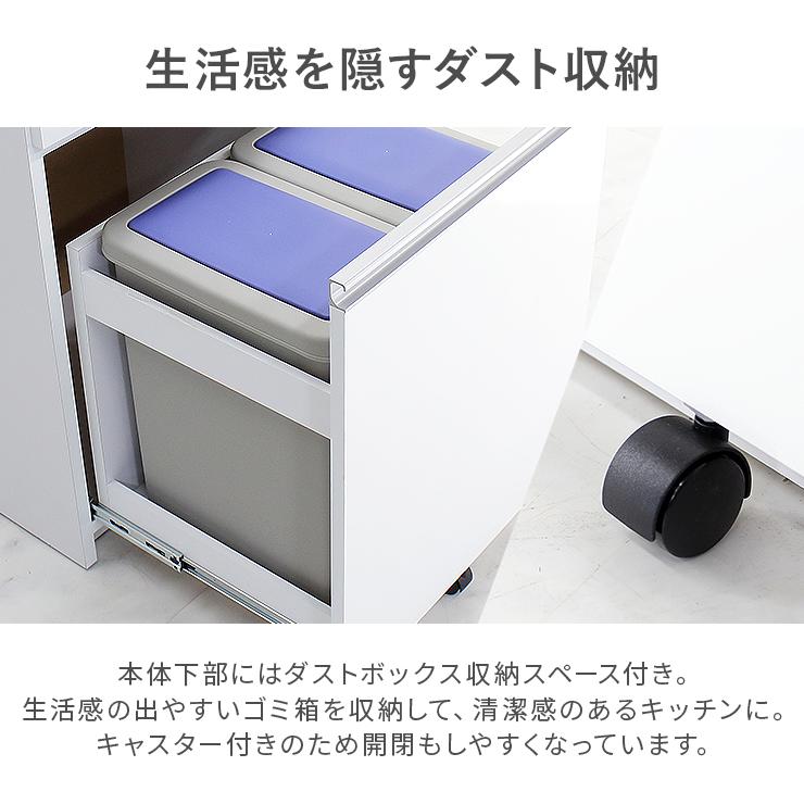 ダストボックス キッチンカウンター 完成品 幅90cm 収納 3分別 