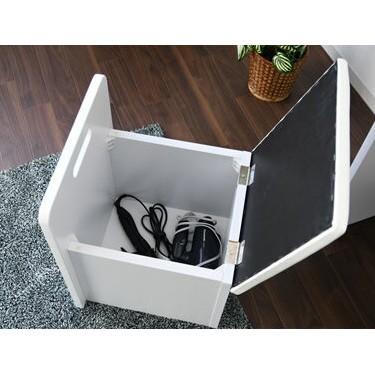 ドレッサー 一面鏡 収納付き 椅子付き モダン ホワイト ピンク