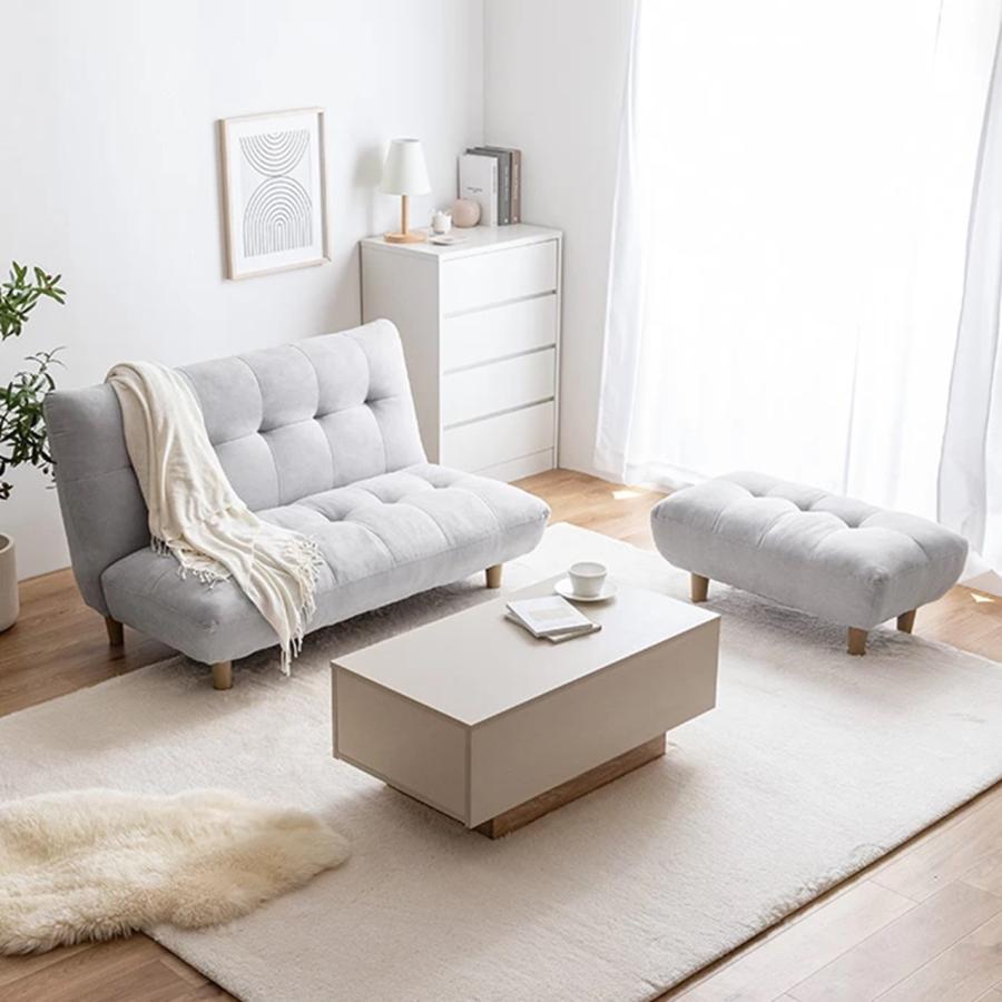 2点セット Moln 2人掛け ソファ+オットマン 118044_IV/GY