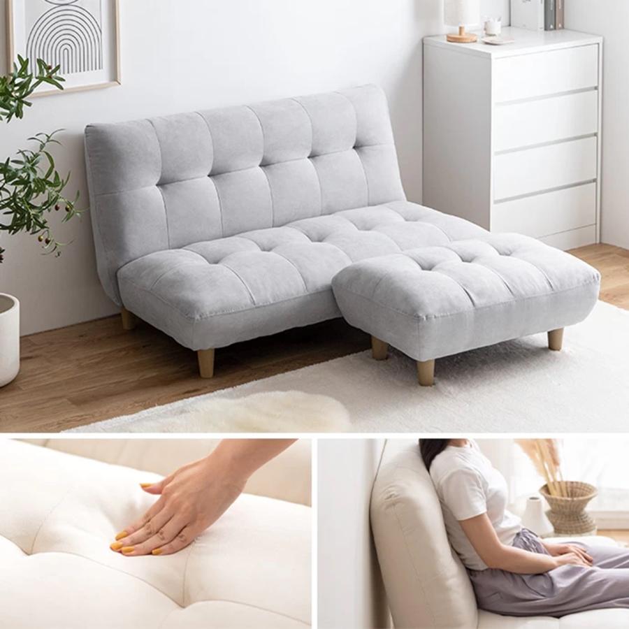 2点セット Moln 2人掛け ソファ+オットマン 118044_IV/GY