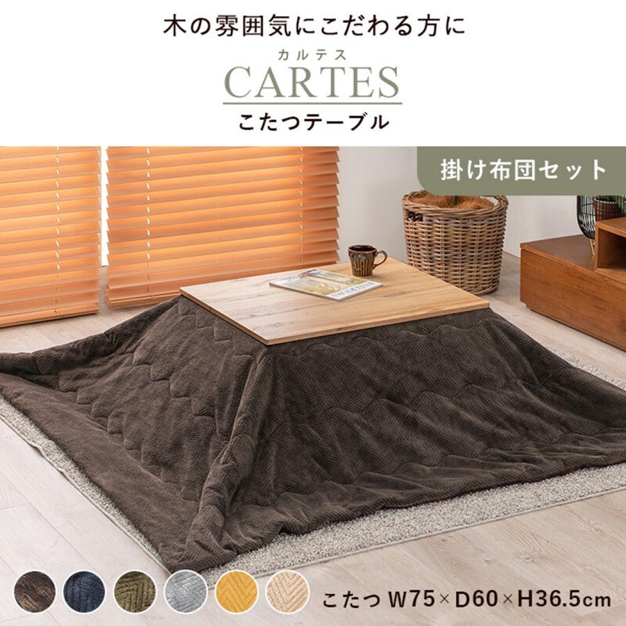 こたつ＋うす掛け布団 2点セット カルテス7560+ビケ7560BE GY/KK/BR/NV