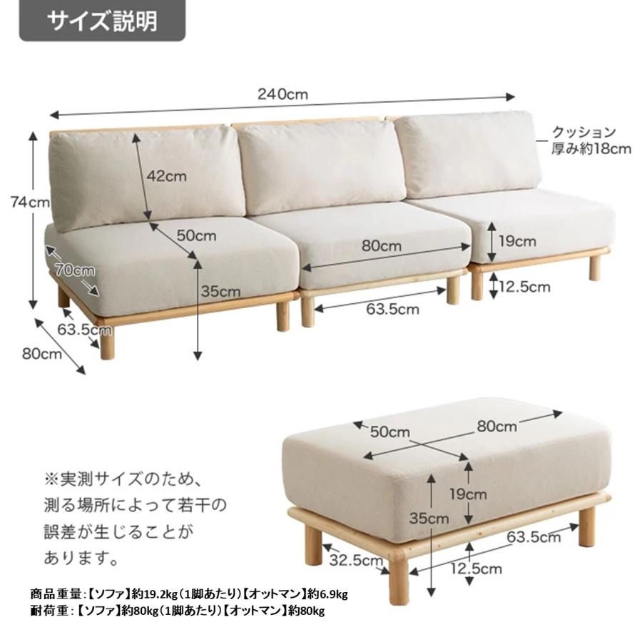 4点セット Ricordo ファブリックローソファ3脚+オットマン1脚