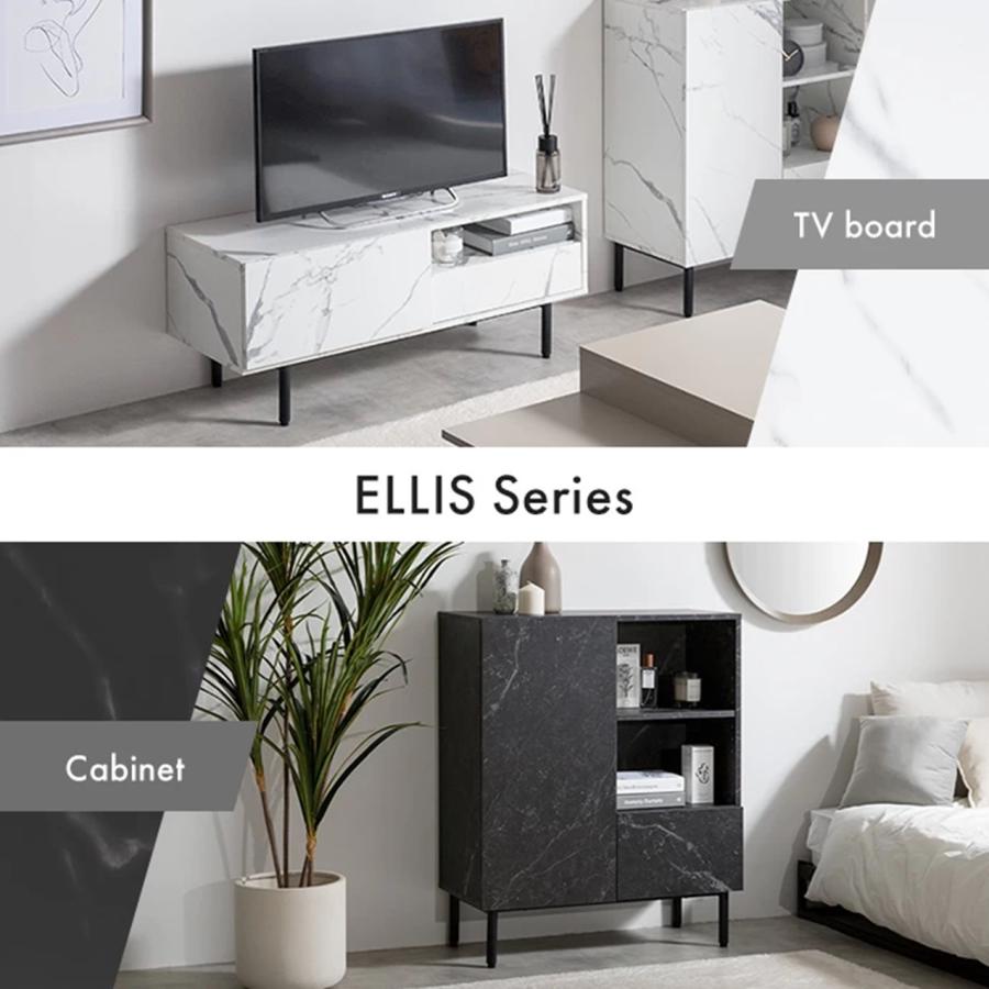 幅72cm Ellis 大理石柄キャビネット 159030_MWH/MBK