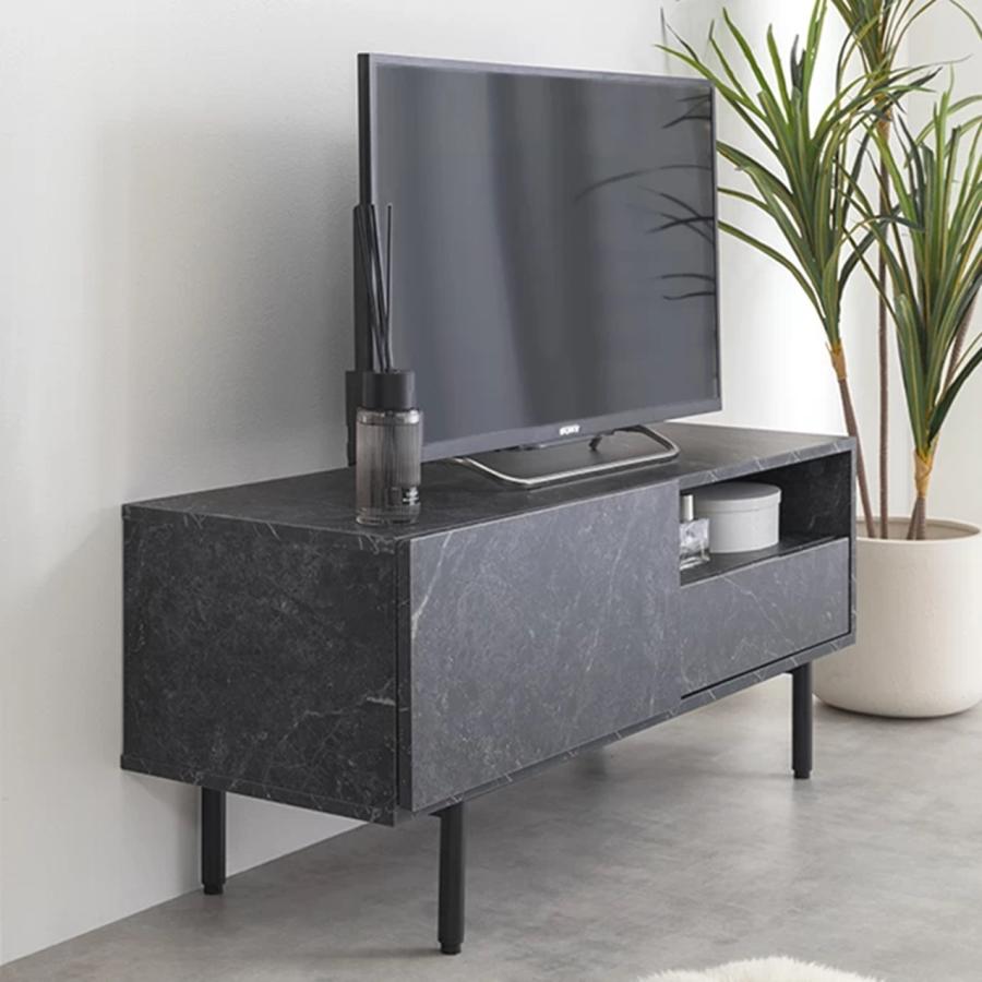 幅100cm Ellis 大理石柄 テレビ台 159028_MWH/MBK : Dreamrelife Store