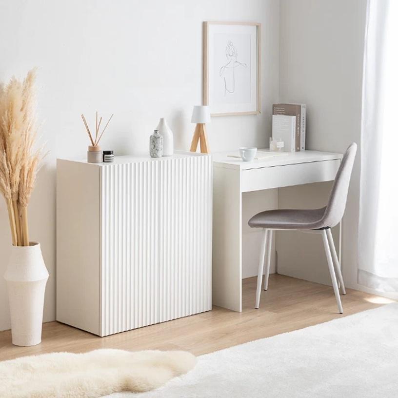 幅70cm Sheep コンパクト キャビネット 扉収納 波型扉 ホワイト