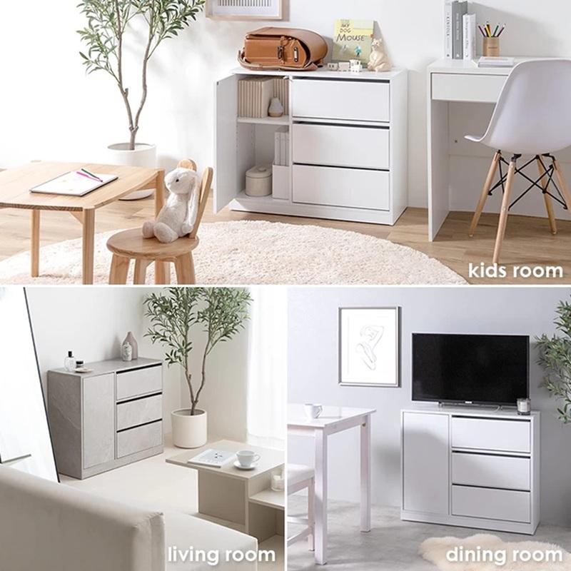 幅80cm Sharon キャビネット 隠しキャスター付き 引き出し収納