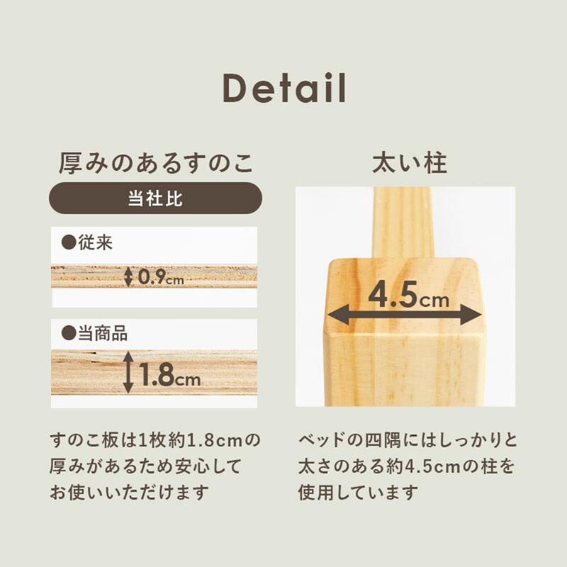 ミドルベッドMB-5208S-LBR 床面高さ3段階 床面下大容量収納 木製 すのこハイタイプベッド 【北海道・沖縄・離島 送料別】