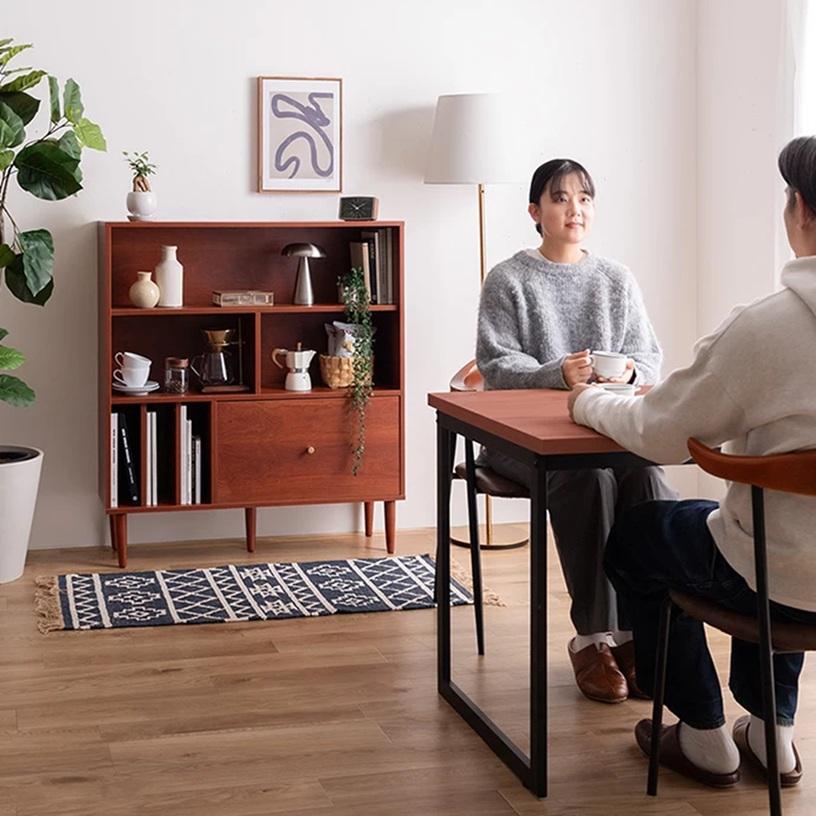 幅100cm Lykke 引き出し付き本棚 大容量収納 134072_BR/OAK/WALNUT