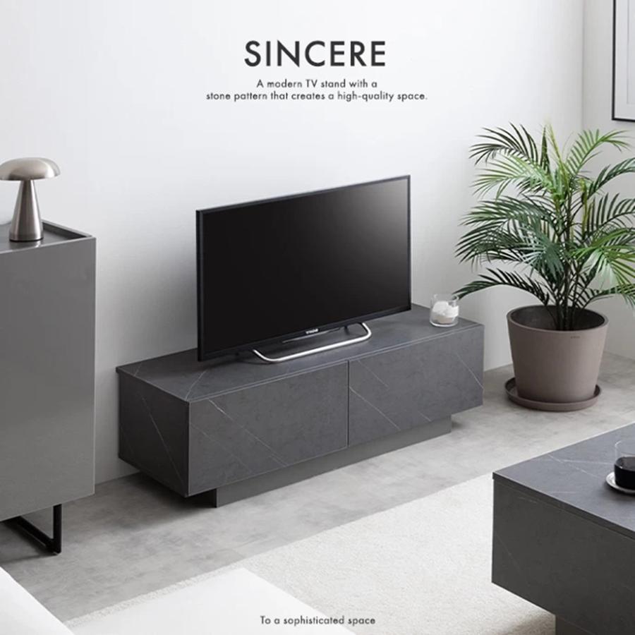 幅100cm Sincere ノイズレスなフォルム ストーン柄 引き出し付き テレビ台 134079_STGJ/STGY 【北海道・沖縄・離島 送料別】_1