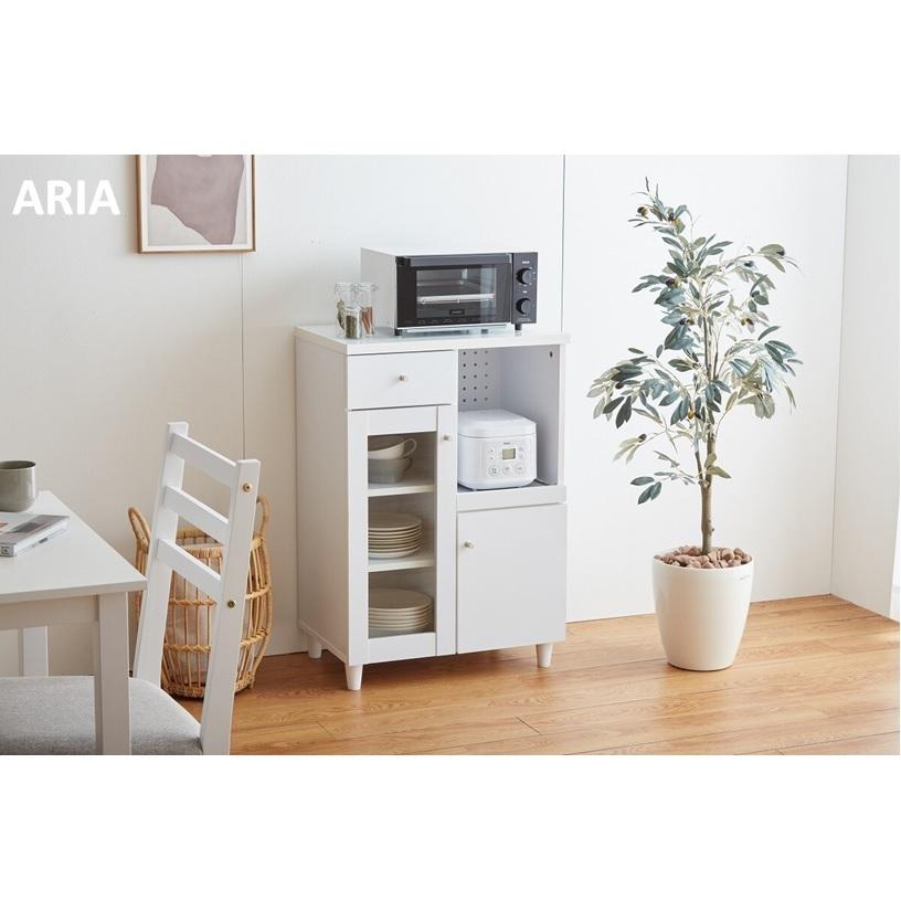 Aria レンジ台 幅60cm 153001_WH/BR ホワイト/ブラウン :37-826