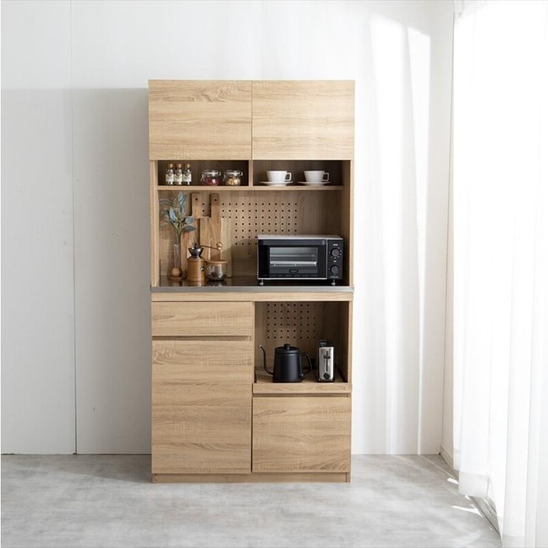 幅90cm Feliz ステンレス天板 食器棚 ナチュラル 153013_NA