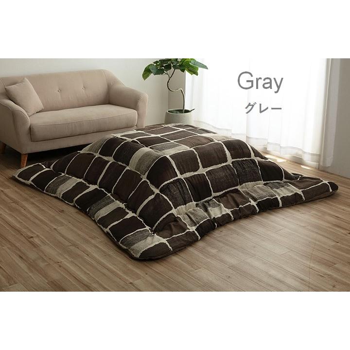 ムーブ こたつ布団 ふっくら ピーチスキン生地 キルティング ラウンド型 国産 日本製 カジュアル パッチワーク 洗える 手洗い 205×285cm グレー マルチ ムーブ こたつ布団 ふっくら ピーチスキン生地 キルティング ラウンド