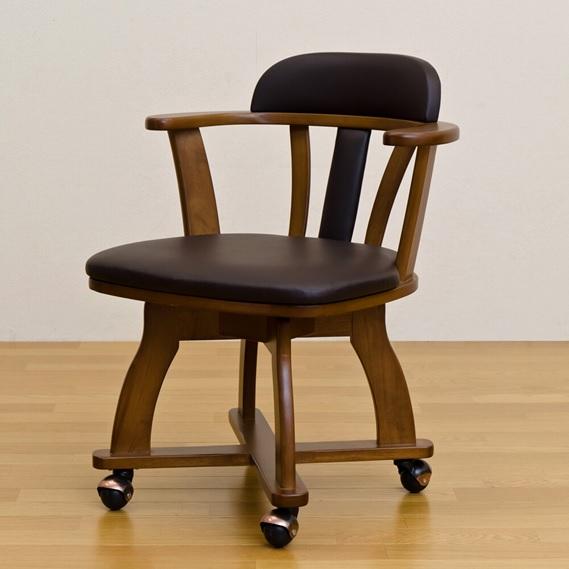 DENVER　キャスター付きダイニングチェア　ダークブラウン Amazon｜DENVERダイニングチェア 座面回転式 木製 キャスター付