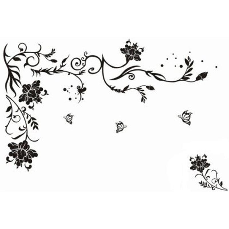 簡単貼るだけ☆ウォールステッカー C833 レトロフラワー フレーム