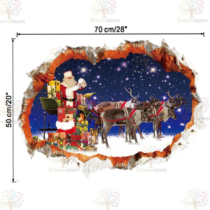 Xmas サンタクロース ウォールステッカー クリスマス 景色 風景 パーティー イベント ロゴ シルエット シール C910|dreamroom-shop|03