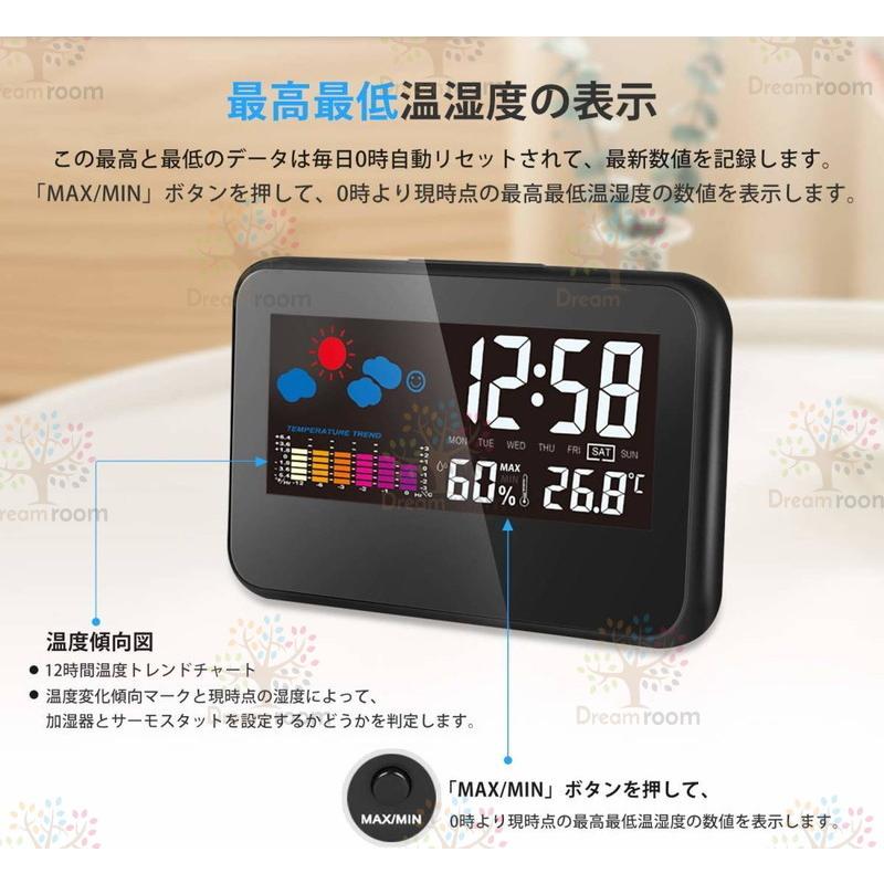 クロック 時計 デジタル 置き時計 目覚まし時計 LCD大画面 温度計 湿度