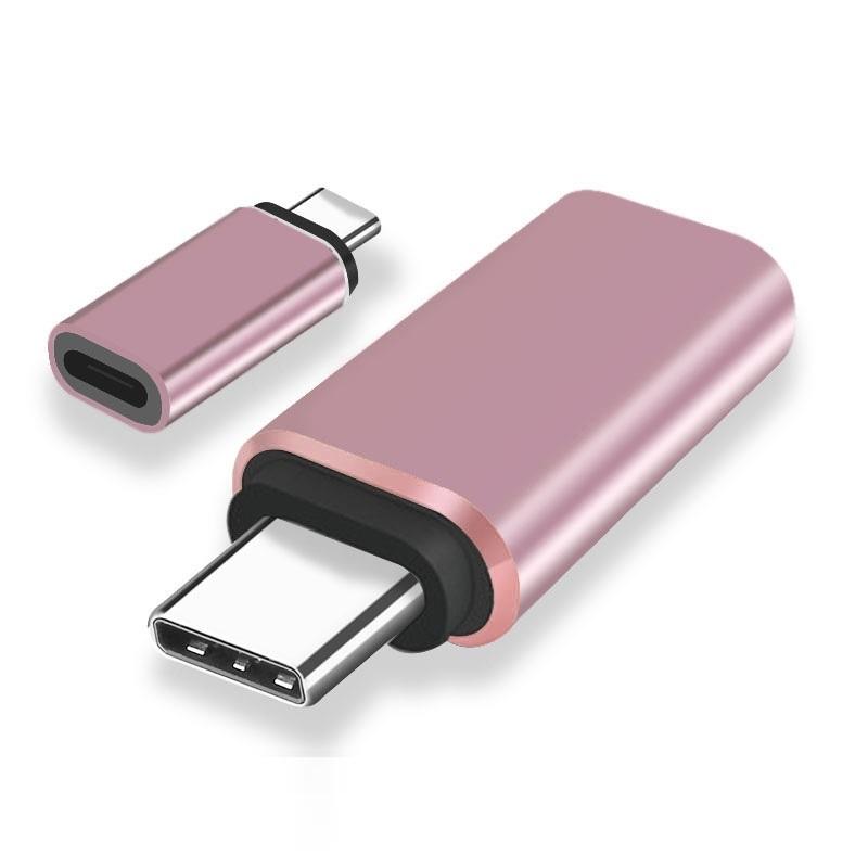 ライトニングUSB → タイプC 合金 変換アダプタ 【ピンクゴールド