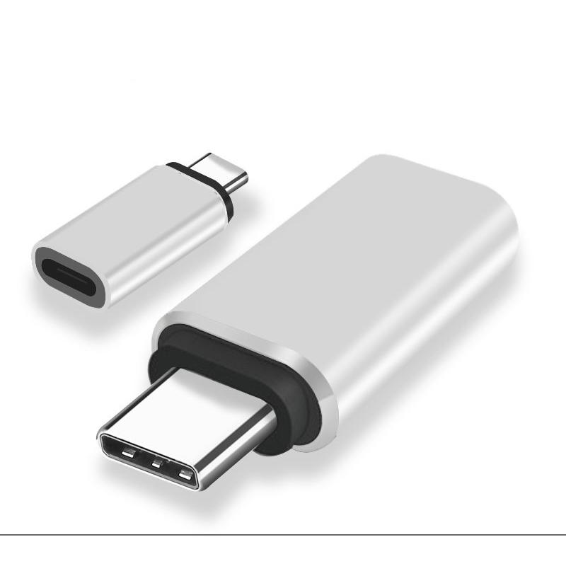 ライトニングUSB → タイプC 合金 変換アダプタ 【シルバー】 変換