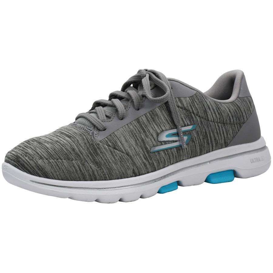 Skechers W0men's G0 Walk 5-True Sneaker Grey/Light Blue 6.5 Wide