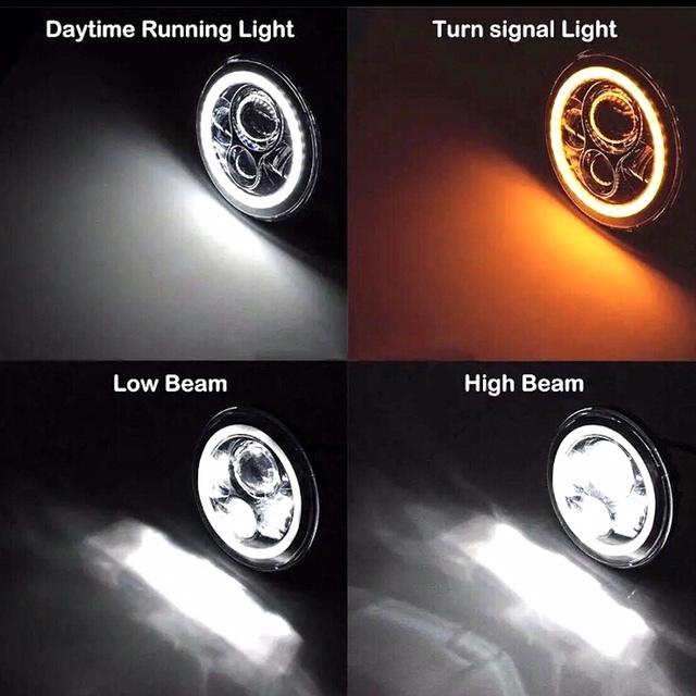 LED 7インチ ヘッドライト H4 イカリング プロジェクター jeep 2個