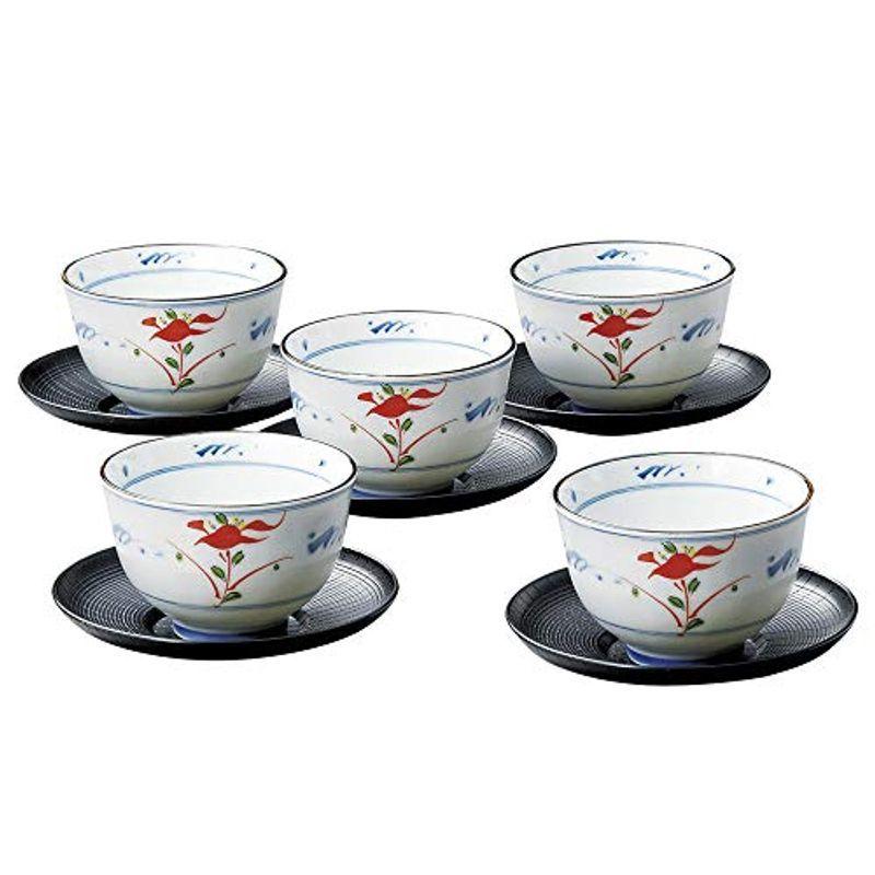 激安格安割引情報満載 日本陶彩 湯呑み 赤 165ml 染赤絵 茶托付セット 5個入 Discoversvg Com