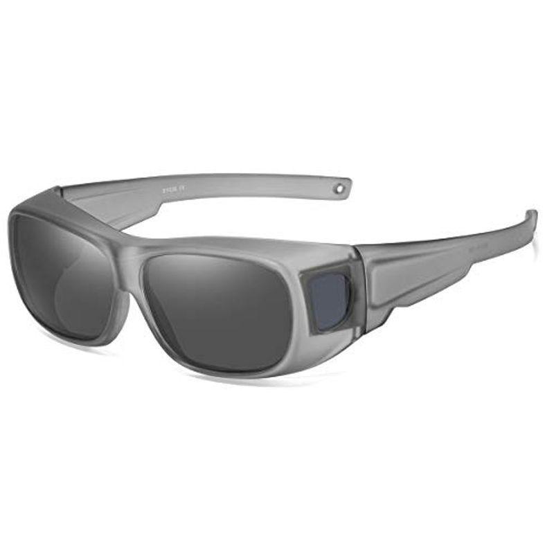注目ブランド スクエア メガネの上から偏光サングラス UV400 ( T004.038 メンズ サイドウィンドウ 花粉サングラス 99.9％カット 紫外線 スポーツサングラス