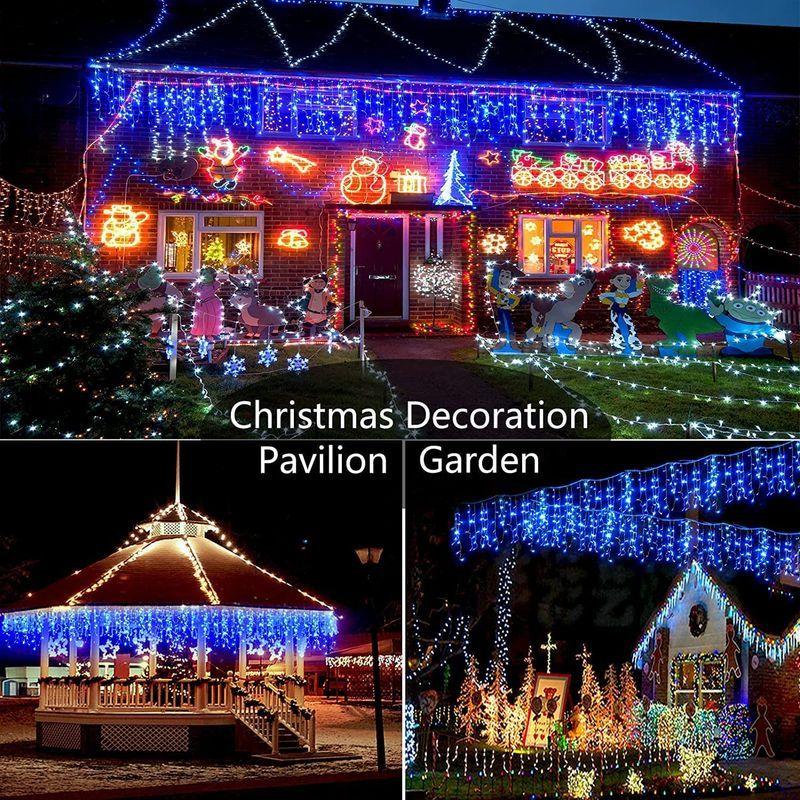 Knonew Ledイルミネーションライト 5m つららライト クリスマス 飾り 屋外防水 8パターンフェアリーライト 電飾led 室内イル 新品本物