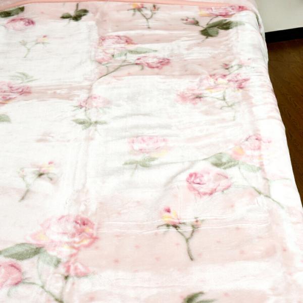 西川毛布衿付2枚合せあったか毛布 フローレン シングルサイズ 送料無料 洗える ウォッシャブル 寝具 ピンク ブルー 花柄 おしゃれ  掛け毛布 秋冬 あったか |  | 08