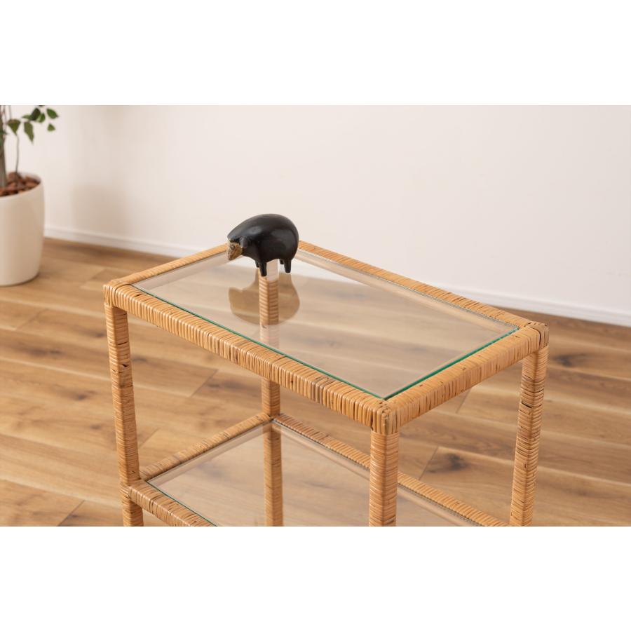 ガラスシェルフＷ シェルフ ガラス ラタン 籐 クリア 収納 収納棚 ラック オープンラック 3段 三段 見せる収納 シンプル 北欧 ナイトテーブル 強化ガラス |  | 12