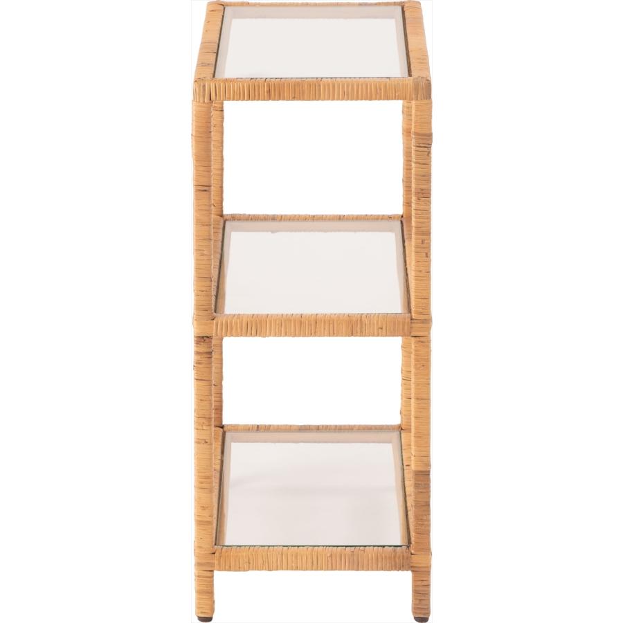 ガラスシェルフＷ シェルフ ガラス ラタン 籐 クリア 収納 収納棚 ラック オープンラック 3段 三段 見せる収納 シンプル 北欧 ナイトテーブル 強化ガラス |  | 03