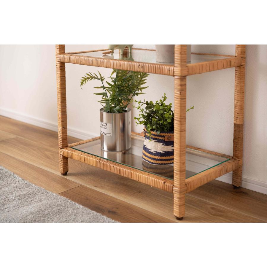 ガラスシェルフＷ シェルフ ガラス ラタン 籐 クリア 収納 収納棚 ラック オープンラック 3段 三段 見せる収納 シンプル 北欧 ナイトテーブル 強化ガラス |  | 07