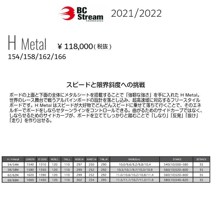 【アウトレット品】 21-22 BC STREAM SNOWBOARD H Metal 154/158/162/166 ビーシーストリーム ディレクショナル VCキャンバー カービング ハンマーヘッド スノーボード 2022 正規品 【CEG1441500261】(50622円)